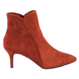 Kylie Suede Booties On A High Heel brown orange