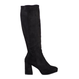 Goodin Suede Boots On A Pillar black Goodin Suede Boots On A Pillar black