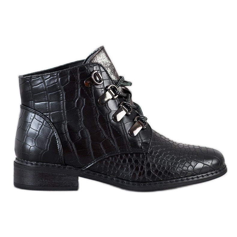 Goodin Elegant lace-up boots black silver