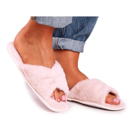 Women's Fur Slippers Beige Bow