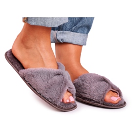 Women's Slippers Fur Slippers Gray Bow grey