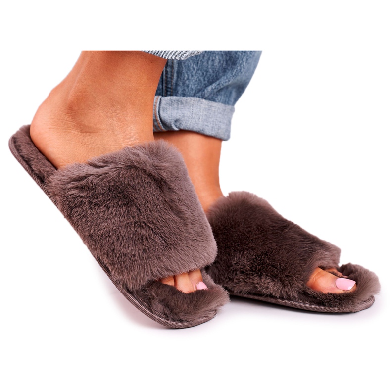 Women's Slippers Fur Slippers Gray Sweet brown Women's Slippers Fur Slippers Gray Sweet brown