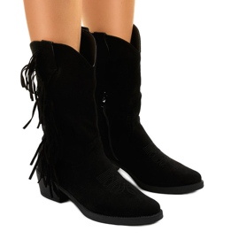 Black suede cowboy boots on the Arisaria zipper Black suede cowboy boots on the Arisaria zipper