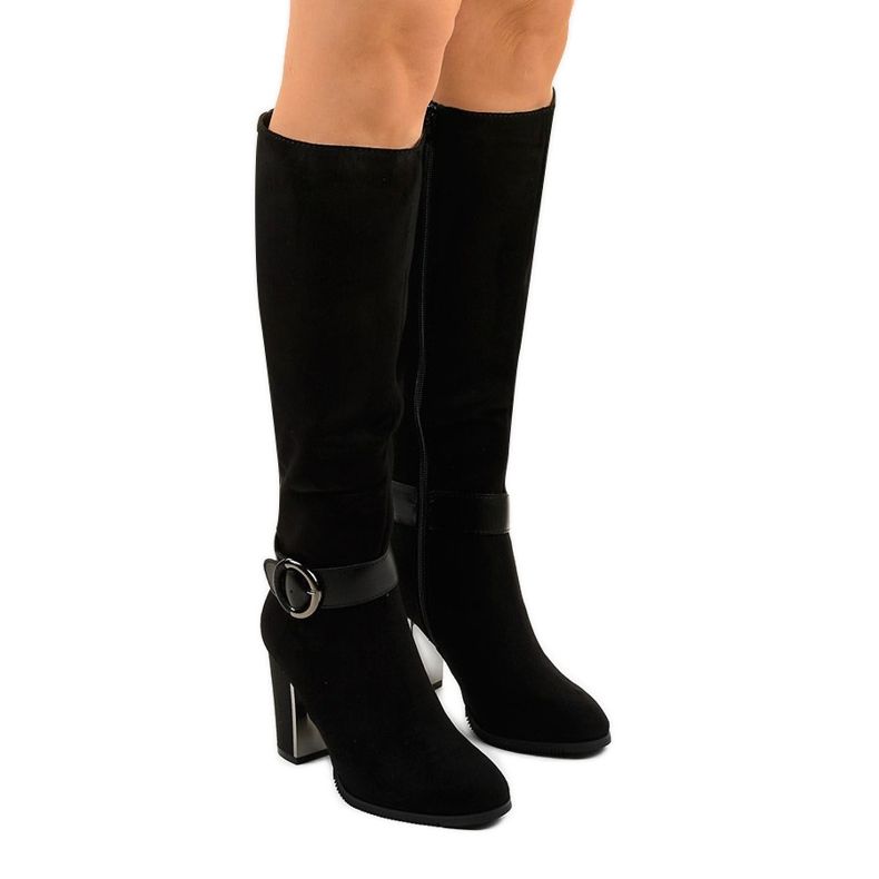 Black ankle boots in Aebanise eco-suede
