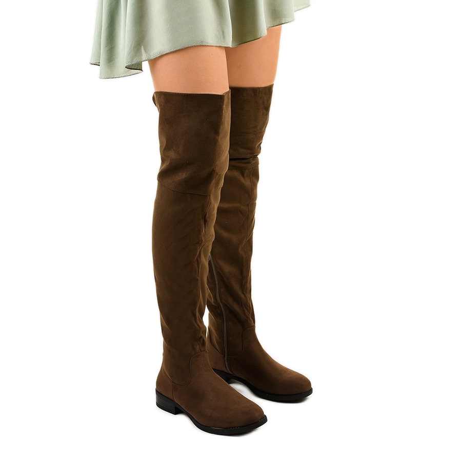 Khaki over online the knee boots