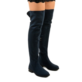 Wysless navy blue flat over the knee boots