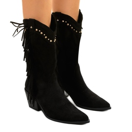 Black suede leather boho boots from Loneflare