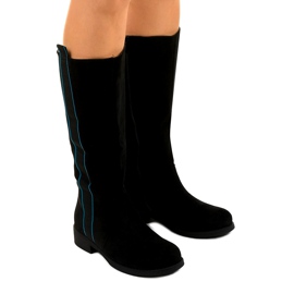Black flat boots with a long Magtoris upper Black flat boots with a long Magtoris upper