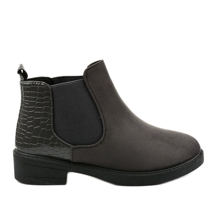 Gray suede flat boots from Herkrana grey