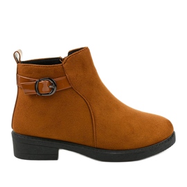 Neriris camel suede flat ankle boots brown