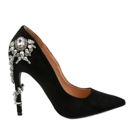 Classic black high heels with Dreamllerr cubic zirconia