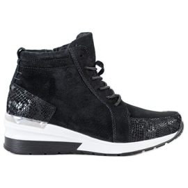 Filippo Lace-up Leather Booties black