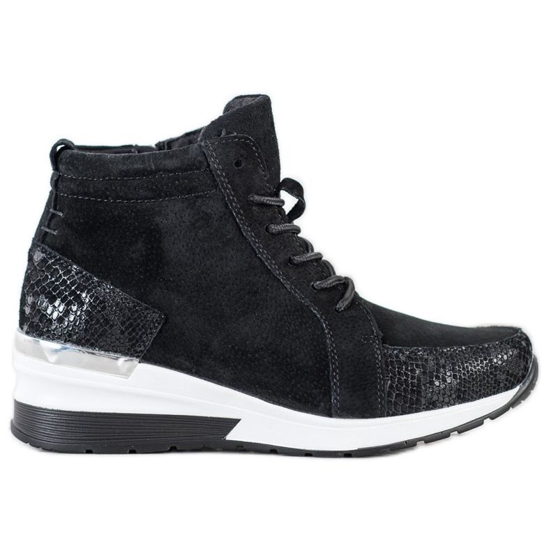 Filippo Lace-up Leather Booties black