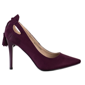 Goodin Stylish Stilettos With Fringes purple