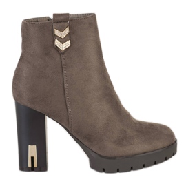Bestelle Suede Booties With Ornament grey