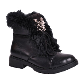 MSMG Children's Black Warm Boots Fur CT900A Ella