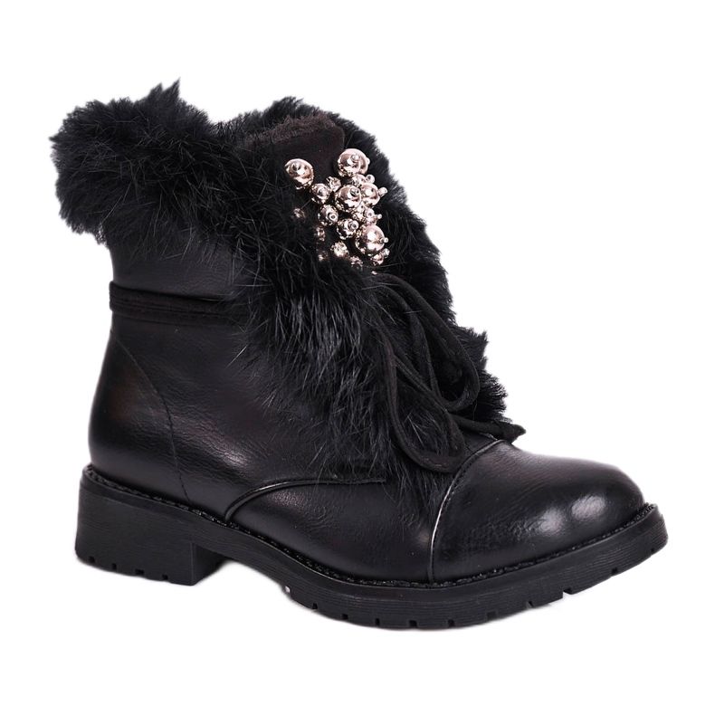 MSMG Children's Black Warm Boots Fur CT900A Ella