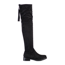 Bestelle Over-the-knee boots with fringes black