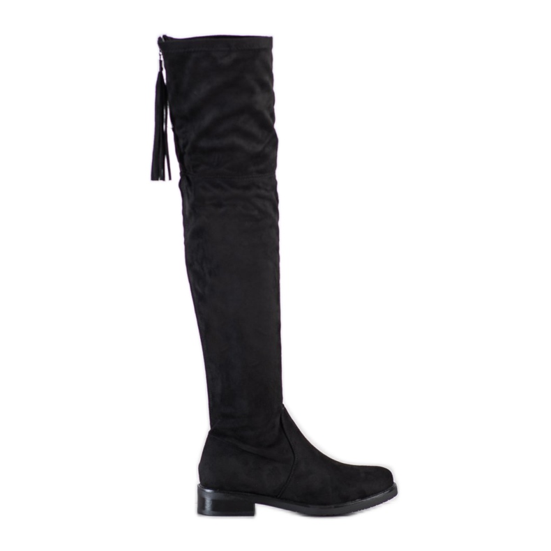 Bestelle Over-the-knee boots with fringes black