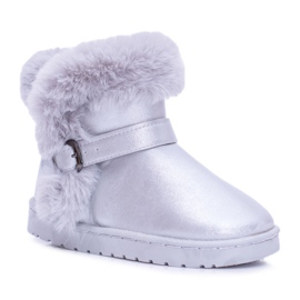 FRROCK Warm Children's Snow Boots With Fur Silver JellyBeans