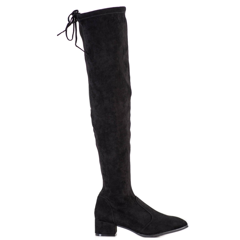 SHELOVET Over-the-knee boots on a low post black