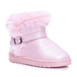 BUGO Warm Children's Snow Boots With Fur Pink JellyBeans