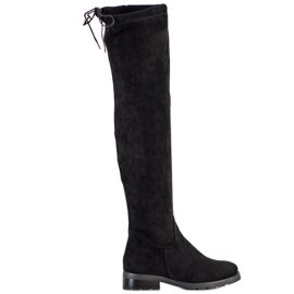 SHELOVET Over-the-knee boots with cubic zirconia black