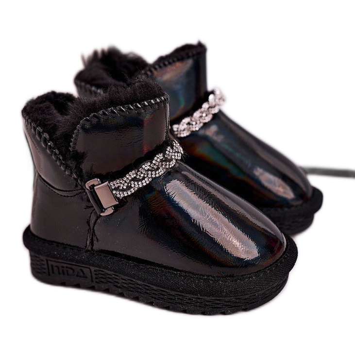 Apawwa Children's Snow Boots With Fur Petrol Black Princess