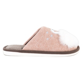 Bona Warm Slippers With Application beige white brown pink