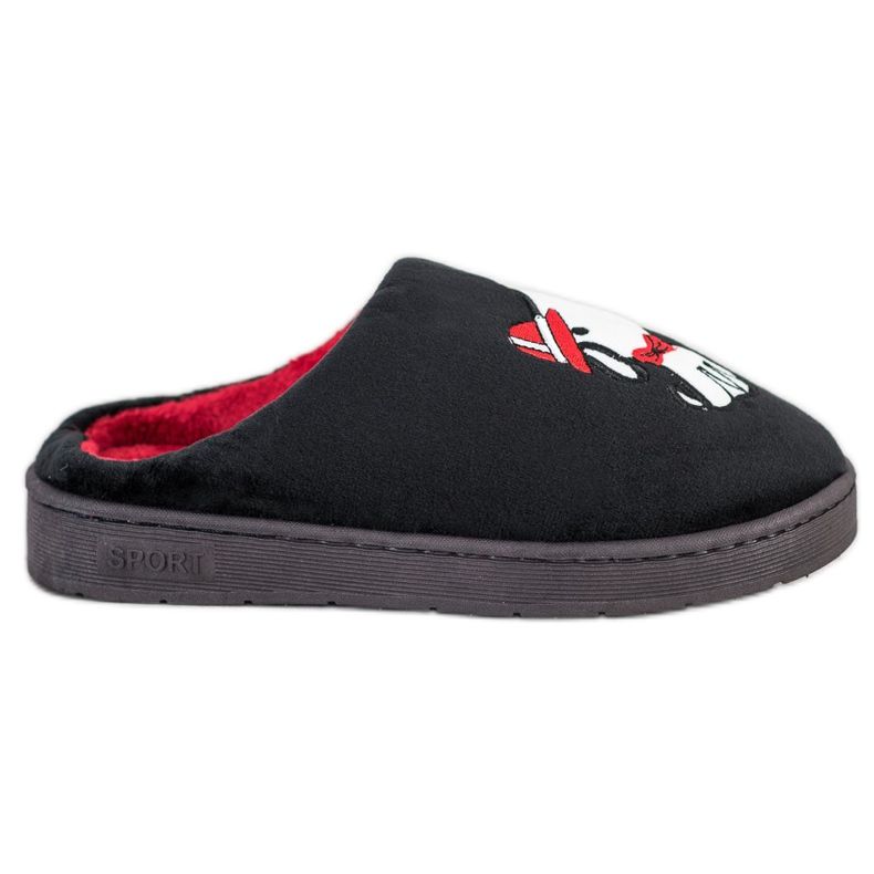 Bona Comfortable Slippers With Application black