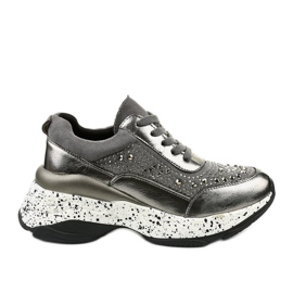 Gray sneakers made of eco-leather-suede Quijor grey