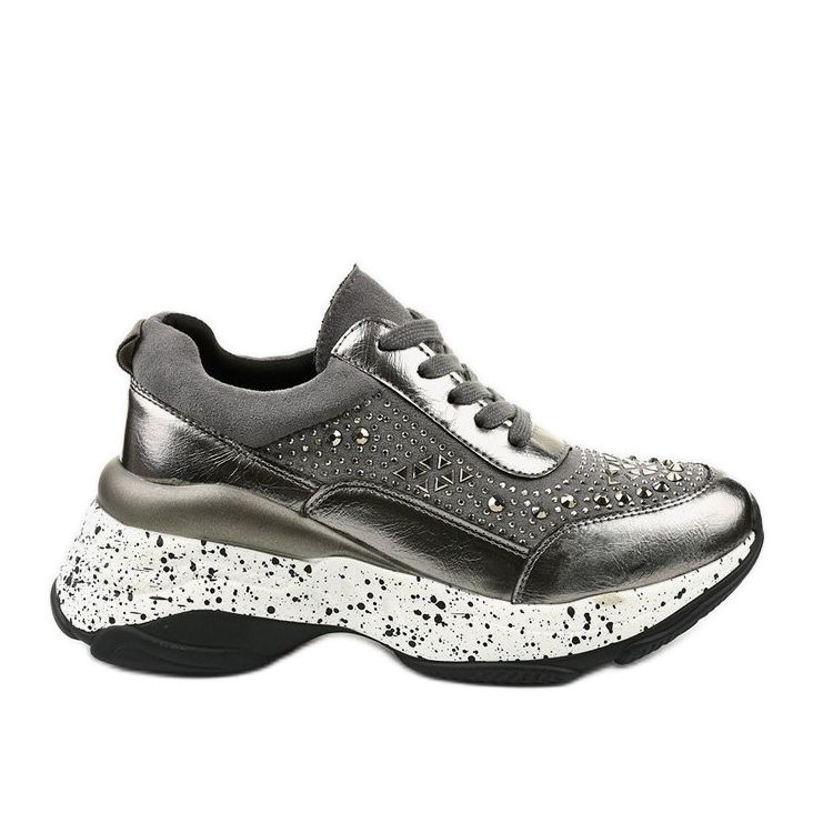 Gray sneakers made of eco-leather-suede Quijor grey