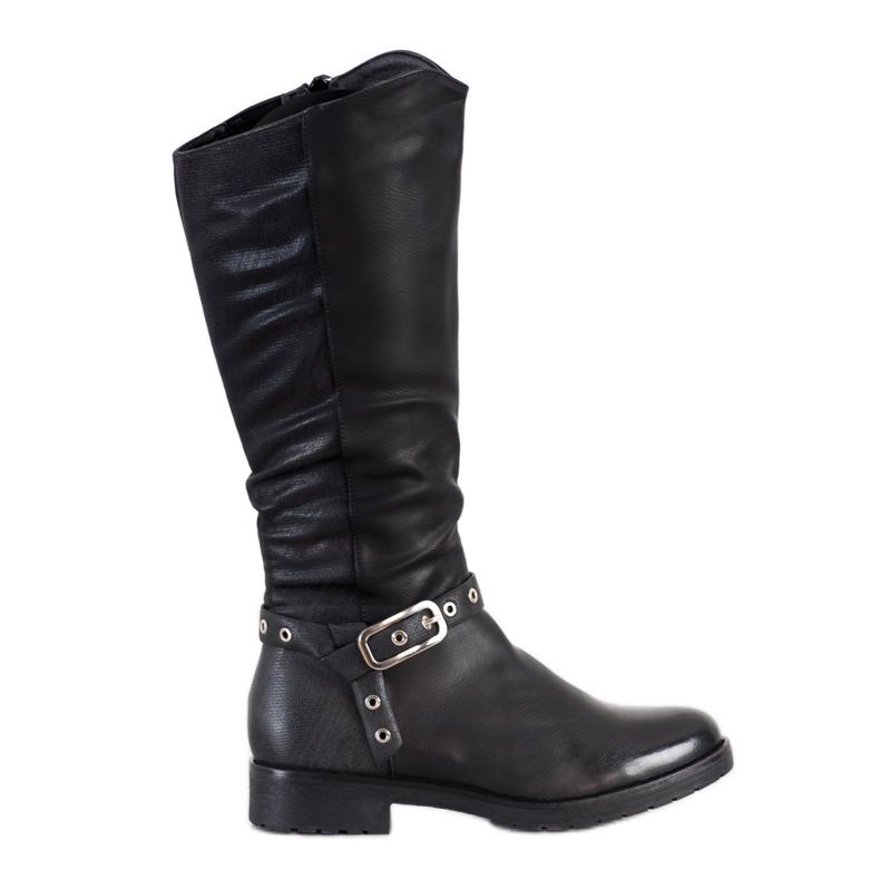 Bella Paris Boots With Decorative Buckle black