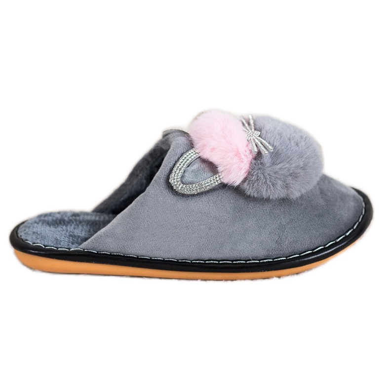 Bona Slippers With Cubic Zirconia pink grey