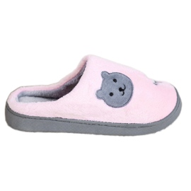 Bona Teddy Bear's warm slip-on slippers pink grey
