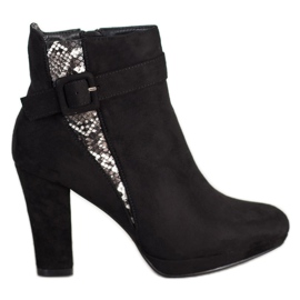 SHELOVET Snake Print High Heel Boots black grey
