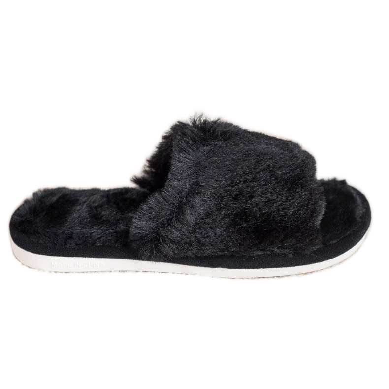 Bona Slippers With Fur black Bona Slippers With Fur black