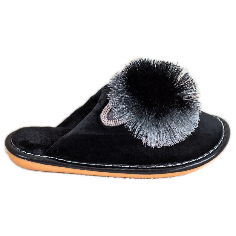 Bona Slippers With Cubic Zirconia black grey