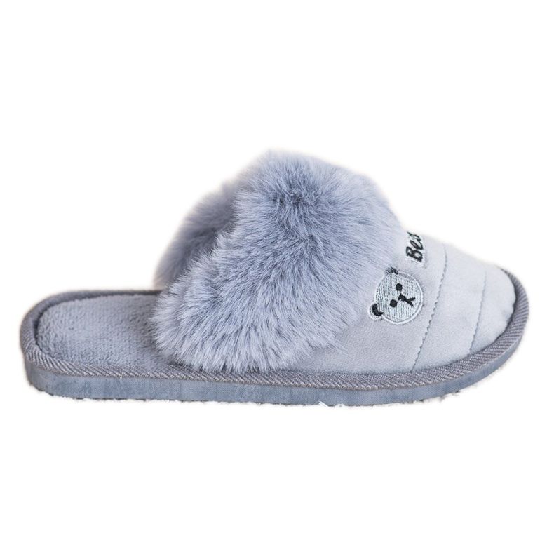 Bona Slippers With Bear Fur grey