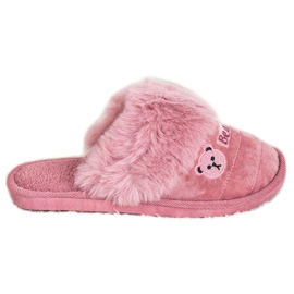 Bona Slippers With Bear Fur pink