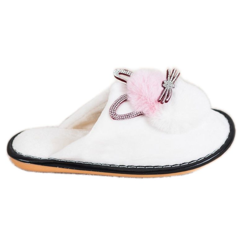Bona Slippers With Cubic Zirconia white pink