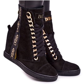 Women's Suede Sneakers With A Ribbon BOOCI 2222/543 / z Black