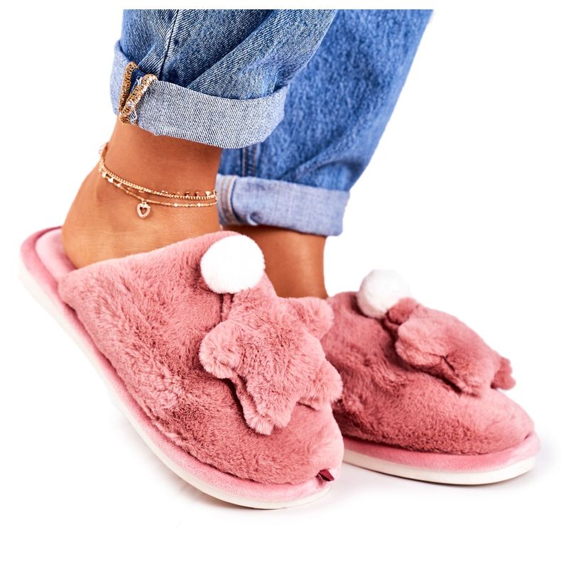 Women's Slippers With Fur And Star Powder Pink Night-Night Women's Slippers With Fur And Star Powder Pink Night-Night