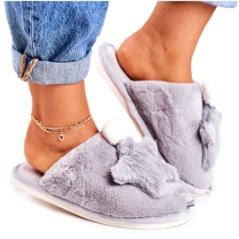 Women's Slippers With Fur And Star Gray Night-Night grey