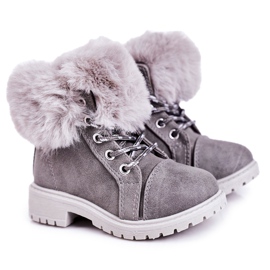 Children's Warm Trappers With Fur Gray Nella grey