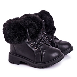Children's Warm Trappers With Fur Black Nella