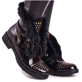 SEA Women's Warm Boots With Rhinestones And Fur, Lacquered Glam black SEA Women's Warm Boots With Rhinestones And Fur, Lacquered Glam black