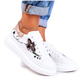 Women's Sport Shoes Sneakers With Fly White Golden Amour Women's Sport Shoes Sneakers With Fly White Golden Amour