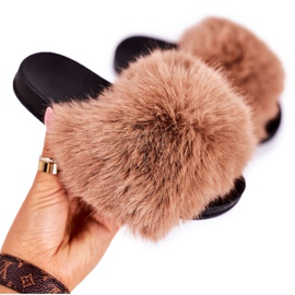 Children's Slippers With Fur Light Brown Fashionista