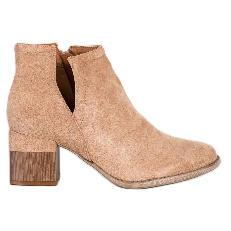 Bella Paris Suede Booties With A Cut beige Bella Paris Suede Booties With A Cut beige
